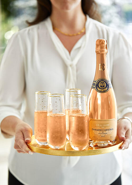 Serving Domaine Carneros sparkling wines